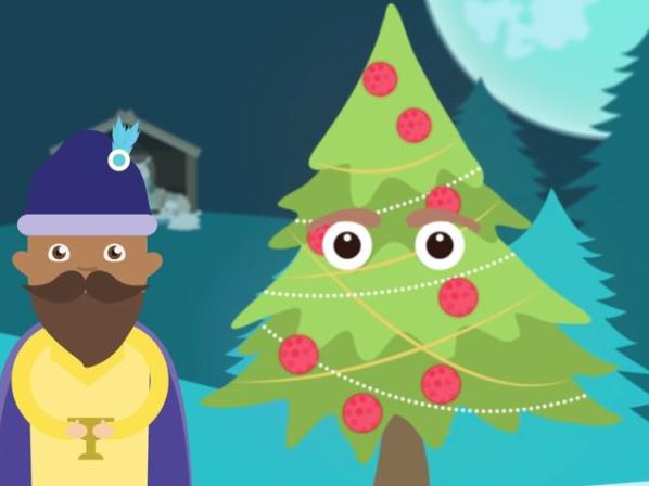 hombre y árbol de navidad