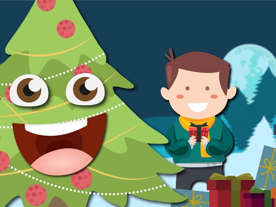 árbol de navidad y niño esperando los regalos abrir